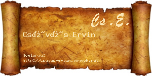 Csávás Ervin névjegykártya