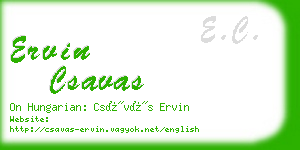 ervin csavas business card